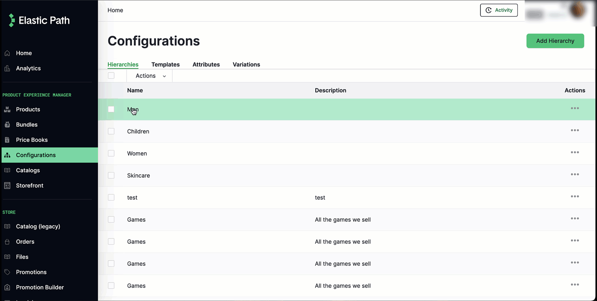 dissociating products from a node